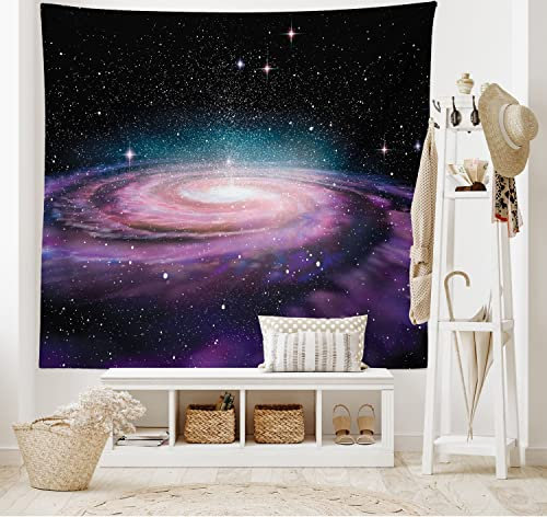 ABAKUHAUS Galaxis Wandteppich und Tagesdecke, Galaxy im Weltraum aus Weiches Mikrofaser Stoff Waschbar ohne Verblassen Digitaldruck, 230 x 140 cm, Schwarz Lila