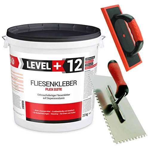 Set di colla, 20 kg, adesivo per piastrelle, piastra dentata + piastra epossidica, malta flessibile, colore bianco, interno esterno