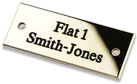 Rectangular solid brass engraved nameplate, Small 50mm x 20mm. Personalised engraved memorial plaque