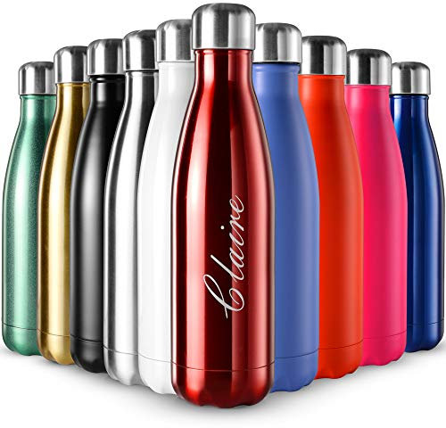 Gourde en acier inoxydable, maintient les boissons chaudes pendant 12 heures et froides pendant 24 heures – 500 ml, Crimson