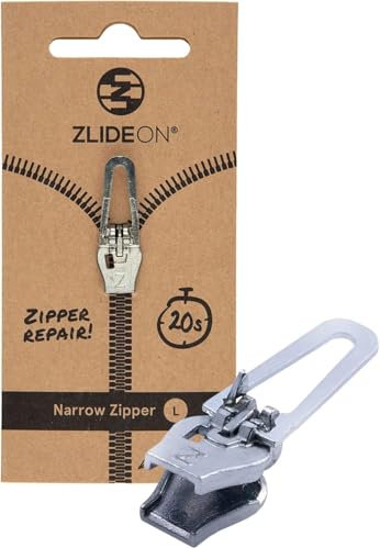ZlideOn Reißverschluss Zipper Ersatz Reparatur Set – Silber Reißverschluss Reparieren Für schmale Reißverschlüsse (L/5) 1 Pack - Reissverschluss-Reparatursetpasst zu Kleidern, Röcken, Hemden, und mehr
