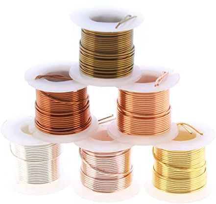 The Beadsmith Craft Wire Assortment - Tarnish-Resistant Copper Wire for Jewelry Making, 6-Pack, 0.75-Inch Mini Spools, 4 Yd Each, 22-Gauge, Assorted Colors, Medium Temper