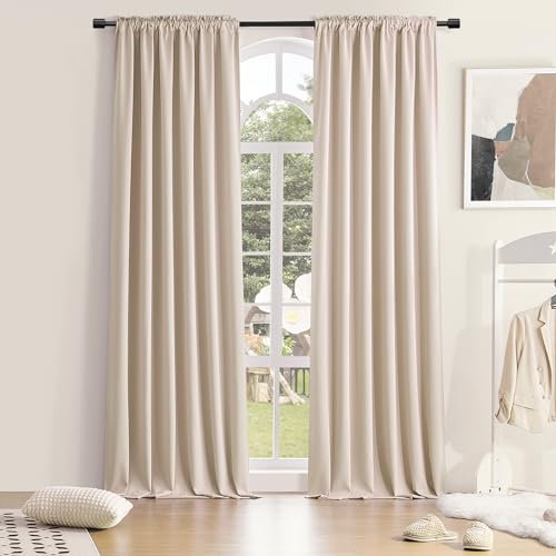 DONREN Extra Long 96 inches Length Curtains for Patio Door - Warm Taupe Room Darkening Thermal Insulated Curtain Panels (2 Pieces,52 inches Wide)