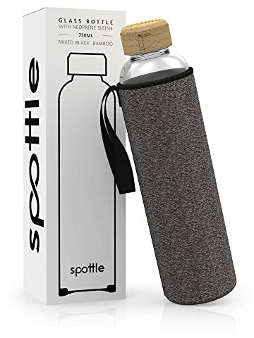 Spottle Gourde en Verre avec Housse en Néoprène, Bouteille en Verre Borosilicate - Lavable au Lave-Vaisselle, Adaptée à Toutes les Boissons, Sans BPA, 750ml
