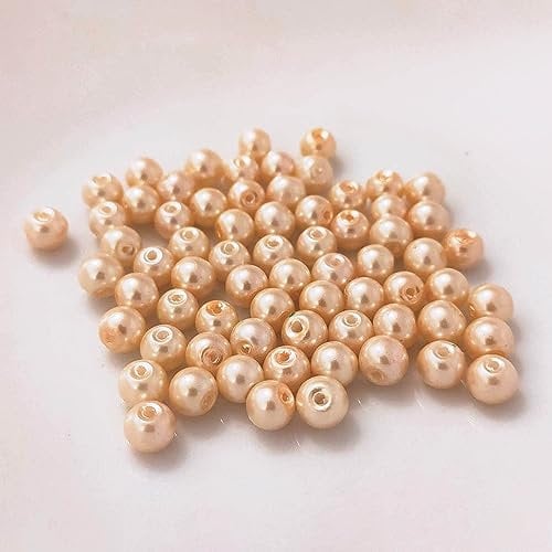 (8 mm/Lachs) Glasperlen - Bastelperlen aus Glas rund - 30 Farben mit Loch Perlen zum Basteln auffädeln Armbänder Traumfänger bunt Set DIY mini kleine große Kinder Bastelperlen Schmuck