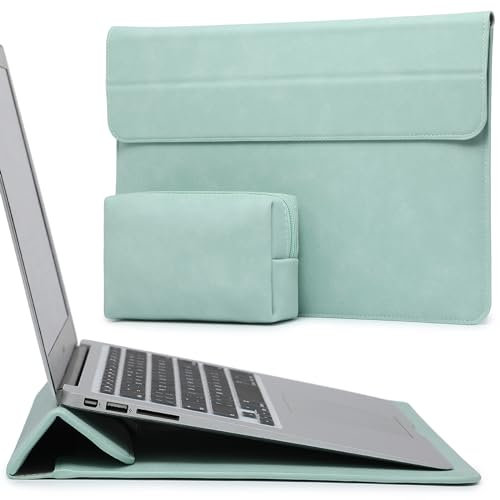 HYZUO 15-16 Zoll Laptop Hülle Laptophülle mit Standfunktion für MacBook Pro 16 M4/M3/M2/M1 Pro/Max 2025-2019, XPS 15, MacBook Pro 15 2015-2012, Samsung Galaxy Book Flex/Pro 15, Mintgrün