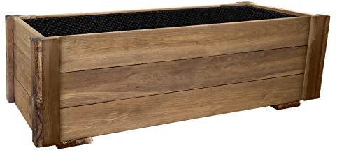 PLANTAWA Jardinera de Cultivo Rectangular 90 x 40 x 30 cm, Maceteros de Madera para Plantas, Macetero Grande con Tela geotextil para Exterior, Jardín Balcón o Terraza Huerto Urbano