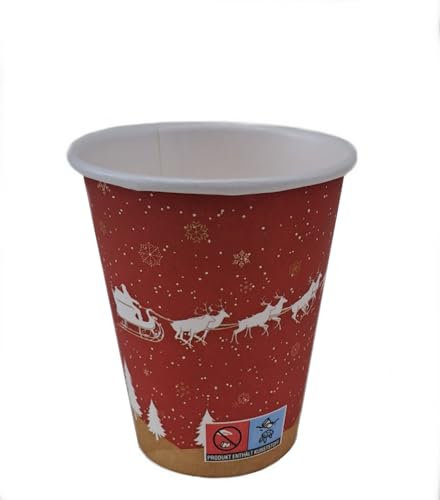 500x 0,2l Glühweinbecher, Pappbecher Einwegbecher Coffee to Go Becher Weihnachten EXKLUSIV