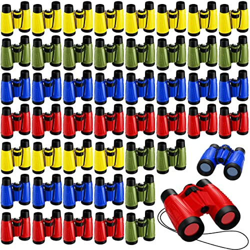 Jiuguva 50 Pack Binoculars Small Compact Binoculars with Neck Strap Camping Party Favors Nature Exploration Toys for Bird Watching, Hiking, Camping, Travel, Learning(Multicolor)
