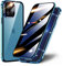 TOPF&B compatible with iPhone 12 Pro Max Case,360 Degree Full Cover built-in Privacy Screen Protector and Camera Protector,Magnetic Metal Bumper Case for iPhone 12 Pro Max,Blue
