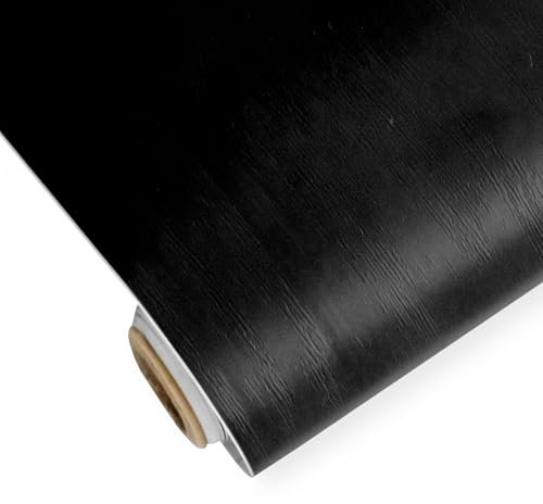 ConCus-T Black Wood Grain Wall Stickers Self Adhesive Contact Paper PVC Wallpaper Textured Background Sticker for Home Kitchen Furniture Surfaces Decor, 40×600cm