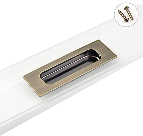 MiJunHD Maniglie per porte a incasso in acciaio inossidabile per armadi e mobili, color bronzo, 120 x 40 mm, con fori nascosti rettangolari, per porte interne e armadi