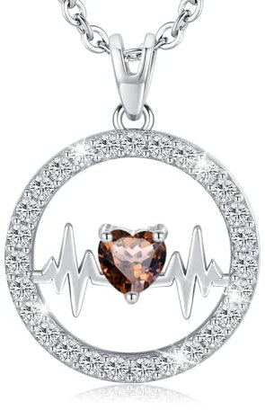 LAVUMO Halskette Damen Sterling Silber 925,Geburtsstein Anhänger Schmuck Geschenk für Sie Frauen Freundin Freund Mama zum Weihnachten Valentinstag Hochzeitstag Geburtstags (Silber-06-Juni)