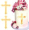 BETESSIN 2Stk. Kuchendeko Kreuz Cake Topper Kommunion Spitz-Stil Acryl Tortendeko Gold 10x7cm Tortenaufsatz Spiegel Kuchen Dekoration für Taufe Konfirmation Geburtstag Party