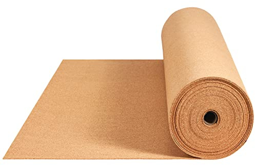 200 Sq. Ft. Cork Roll 48 x 600 Inch Cork Underlayment Roll Sound Insulation Mildew and Moisture Proof for Office Home School DIY Supplies(3mm Thick)