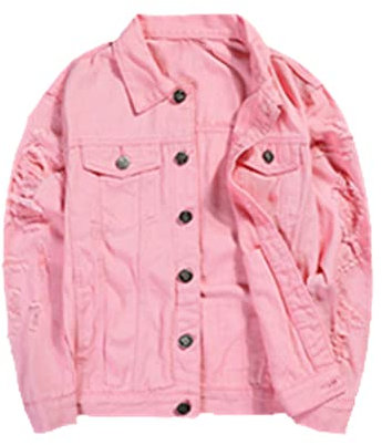 Veste en jean déchiré rose pour femme - Style hip hop - Style décontracté et tendance - Pour homme, B051 rose., S