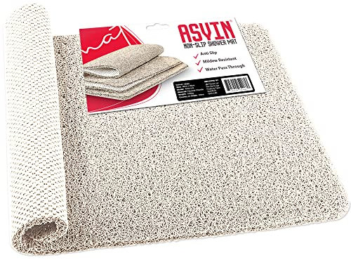 Asvin Weiche, strukturierte, rutschfeste Bade- und Duschmatte für Dusche und Nassbereiche, 40x60 cm, weiß, schnell trocknend, antibakteriell und schimmelresistent