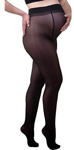 Mamsy Collants de Grossesse 20den Transparent, Noir, XXL