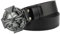 VOIV Gürtel Totenkopf Schnalle Rindsleder Leder Gürtel Crossbones Skelett Reggae Heavy Metal Rock Deko, Totenkopf mit Kreuzkopf, 125 cm