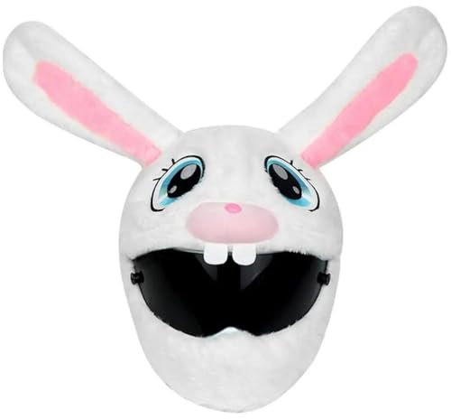 Dinntty Motorradhelmbezug Schöner Cartoon-Häschen-Helmüberzug Plüsch-Integralhelm-Schutzhülle Helmdekoration