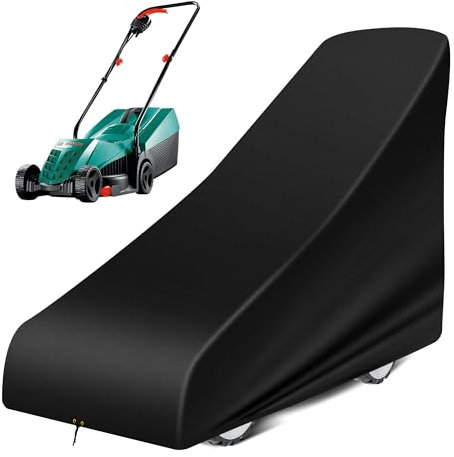 RICHIE Rasenmäher-Abdeckung, 140 x 56 x 103 cm, für den Außenbereich, wasserdicht, strapazierfähig, 420D-Oxford-Gewebe, Schubmäher-Abdeckung mit verstellbarem Kordelzug, winddicht, Anti-UV