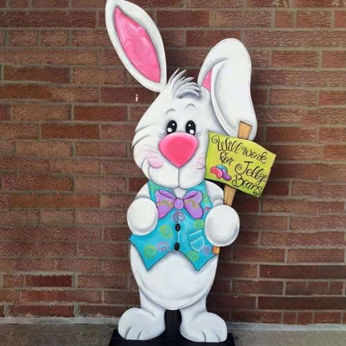 Osterhase Osterdeko Hase Gartendeko Figur Vintage Frühling Gartenstecker Osterstecker Handmade Garten Stecker Deko Ostern Hase Werbeschilder Gartenschilder für draußen drinnen (NK-A, One Size)