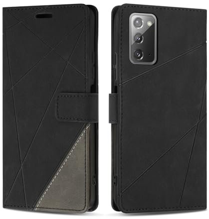 SONWO Coque pour Samsung Galaxy Note 20, Protection Housse Etui en Cuir PU Portefeuille avec Emplacements Cartes et Fonction Support pour Samsung Note 20, Noir