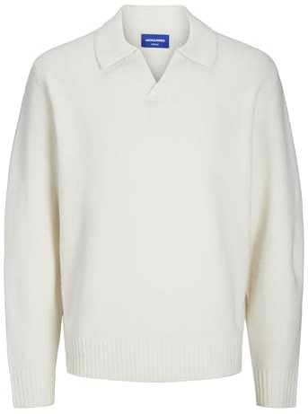 JACK & JONES JOROLLIE Knit LS Polo, Crème, S
