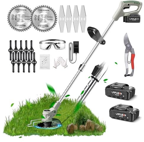 Metal Blade Cordless Strimmer 21v Grass Trimmers With 1 Pruning Shears 16 Blades 15cm Cutting Diameter Cordless Strimmer For Lawn Trimmingtwigsbrush Cuttingsuitable For Light Work