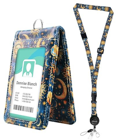 Porte-badge double face transparent avec boucles à dégagement rapide et cordon rétractable réglable, cordon tour de cou détachable, porte-nom vertical en cuir pour infirmière, enseignante, étudiant