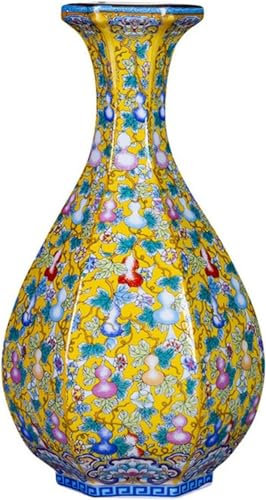 porcelaine Ancienne Chinoise, Vase Art déco à Motif de courge colorée de 10,63 Pouces, Peint à la Main, en émail coloré, Peut être utilisé comme Arrangement de Table