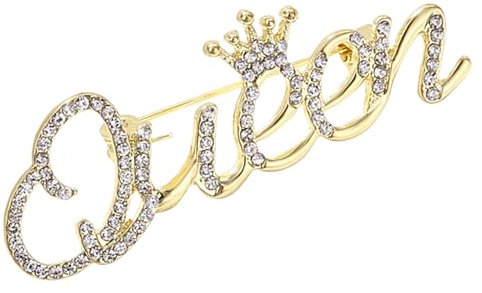 Antyfron Collier Broche Sac Accessoire Broche Mode Strass Reine Lettre Broche Broches pour Femmes Luxe Couronne Corsage Fête Cadeaux De Mariage Vêtements Accessoires Doré