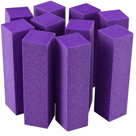 PLAFOPE 10 Piezas Uñas De Cuatro Caras Esponja Para Lijar y Pulir Uñas Bloque De Pulir Para Manicura Morado Herramienta De Manicura Para Salón