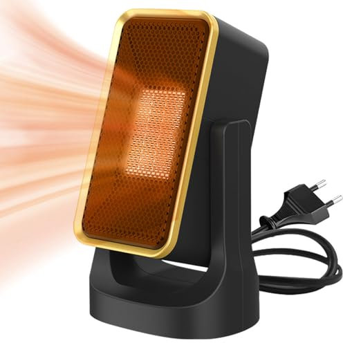 Vmxlso Heizlüfter Klein, 500 W/900 W, PTC Keramik Heizlüfter, Space Heater mit 2 Heizstufen, Umkippsicherung Überhitzungsschutz, 45°Neigungskopf, Fan Heater für Wohnzimmer, Schlafzimmer, Büro