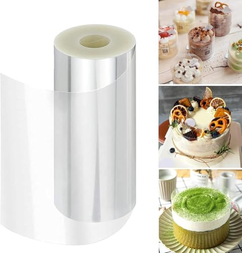 Tortenrandfolie, hochTransparent Tortenfolie,Transparent Acetat Rolle Verdicken, Acetat Folie Wiederverwendbar für Kuchen Schokolade Mousse Kuchen Dessertringe (20cmx5m)