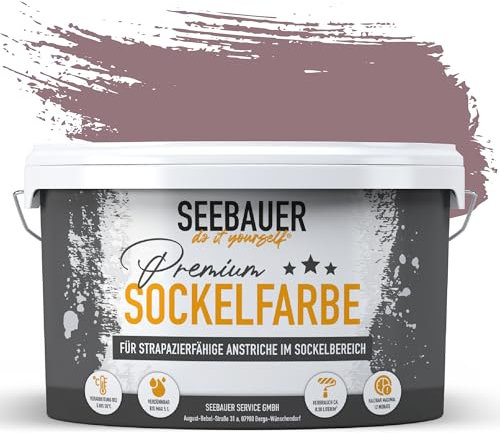 SEEBAUER diy Sockelfarbe Violett 10L für Außen (No. 955 Plum Cake) Rissfüllende Spezialfarbe für Fassade, Sockel und Dach - Geeignet für Putz, Mauerwerk und Beton
