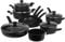 URBN-CHEF Lot de 5/6/7/9 casseroles avec revêtement en marbre noir, casseroles et poêles à frire forgées en acier inoxydable de qualité supérieure | Batterie de cuisine à induction pour cuisinières à