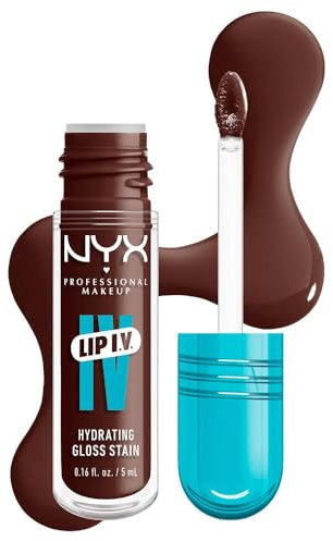 NYX Professional Makeup Feuchtigkeitsspendender Lipgloss und Lip Stain, Bis zu 12 Stunden Pflege, Lip IV Hydrating Gloss Stain, Farbe: Mocha Me Wet
