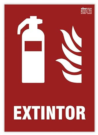 Señal Luminiscente Extintor, Clase A PVC (1mm) A4 - Formato A4 210x297mm | Fondo Rojo y Texto Luminoso | Normativa ISO 7010 y UNE 23034:2023 | Seguridad Incendios, Evacuación, Señalización
