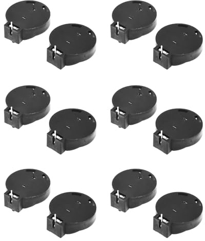 Umsoxhy 12 Stueck CR2450 Muenzen Zellen-Knopf-Batterie Einfassung Halter Gehaeuse 2 Stifte Schwarz