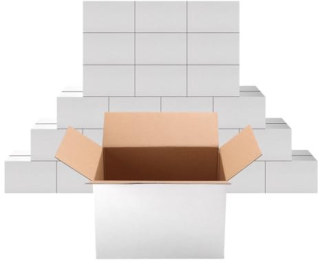 PETAFLOP 25 Stück robuste weiße Versandkartons, ideal für Lagerung und Transport, Maße: 22,9 x 15,3 x 15,3 cm - Ihre perfekte Verpackungslösung