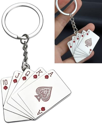 Schlüsselanhänger Poker Pokerkarten mit 5 Spielkarten Rot – Top Accessoire für Poker-Fans und als Geschenk
