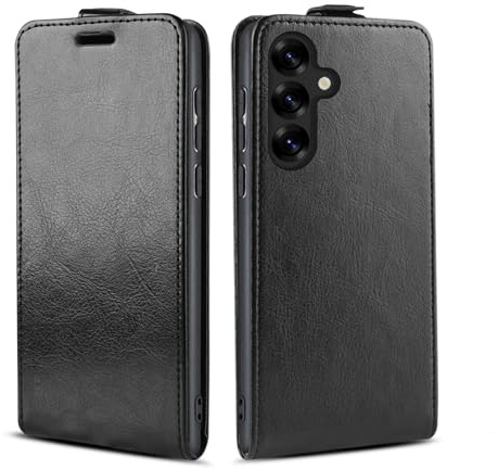 LBH Handy Hülle für Samsung Galaxy S25 Ultra mit Kartenfach Vertical Flip Magnet Cover Case Flip Klapphülle Magnetverschluss Schwarz