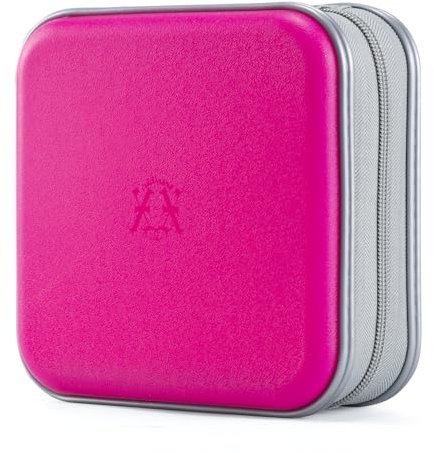 alavisxf xx Custodia per CD, 48 capacità, in plastica rigida, portatile, da viaggio, custodia protettiva per DVD, custodia protettiva con cerniera, custodia per CD da auto (rosa acceso, capacità 48)