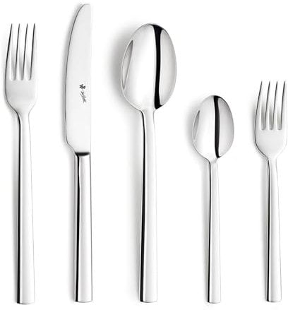 Paul Wirths AURA Besteck Set für 12 Personen, Essbesteck 60-teilig, Edelstahl rostfrei, spülmaschinenfest, minimalistisches Design mit Hochglanzpolitur, elegantes Tafelbesteck