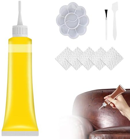 Leder Reparatur Set,2025 Neuest Kunstleder Selbstklebend Lederreparaturgel,Lederpflege Für Auto Und Ledercouch,Kunstleder Reparaturset für Möbel und Autozubehör,Gelb