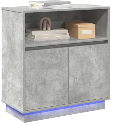 vidaXL LED Sideboard Concrete grey 71 x 34.5 x 75 cm Engineered Wood | Offers loads of room for your stuff, Made from natural concrete, Modern vibe that suits any decor