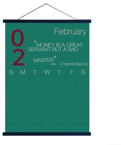 Calendrier avec cadre en bois pour la visualisation et le suivi des objectifs