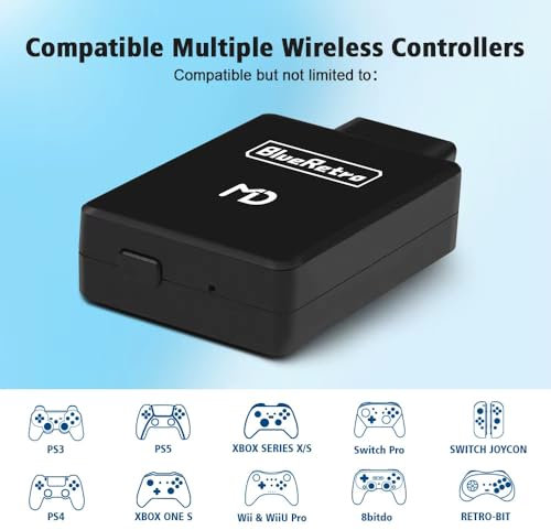 Adaptateur de manette sans fil Blueretro compatible avec la console Sega Mega Drive MD1 MD2 Mega Drive Genesis
