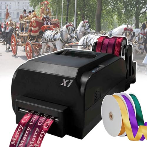 smafoseedding Satinband-Druckmaschine, Personalisierte Bandmaschine, Mit Bandhalter, Unterstützt Über 50 Sprachen, Druckt Einfachen Klartext, Muster, Logos,Für Hochzeiten/Partys/Geburtstage,fourrow